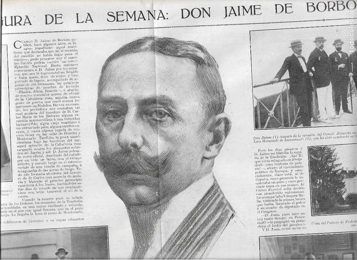 Collecting paper: A&Ntilde;O 1919 RECORTE PRENSA DON JAIME DE BORBON PALACIO DE FROHSDORF LUIS HERNANDO DE LARRAMENDI