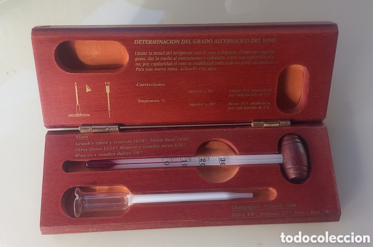 Coleccionismo: CAJA CON VINOMETRO Y TERMOMETRO - Foto 1
