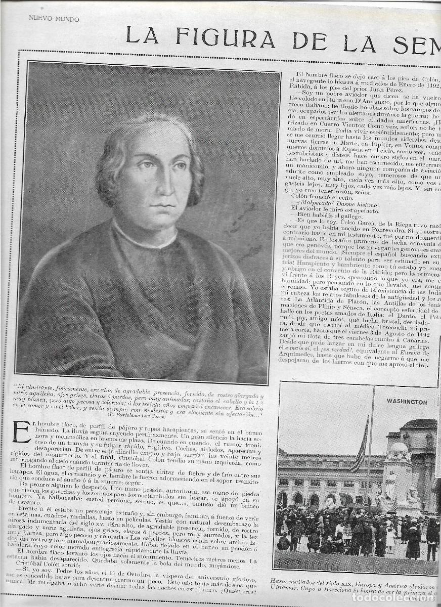Coleccionismo: &Ntilde;O 1919 RECORTE PRENSA CRISTOBAL COLON FIGURA MONUMENTO VALLADOLID BCNA GRANADA MADRID PANAMA MEJICO
