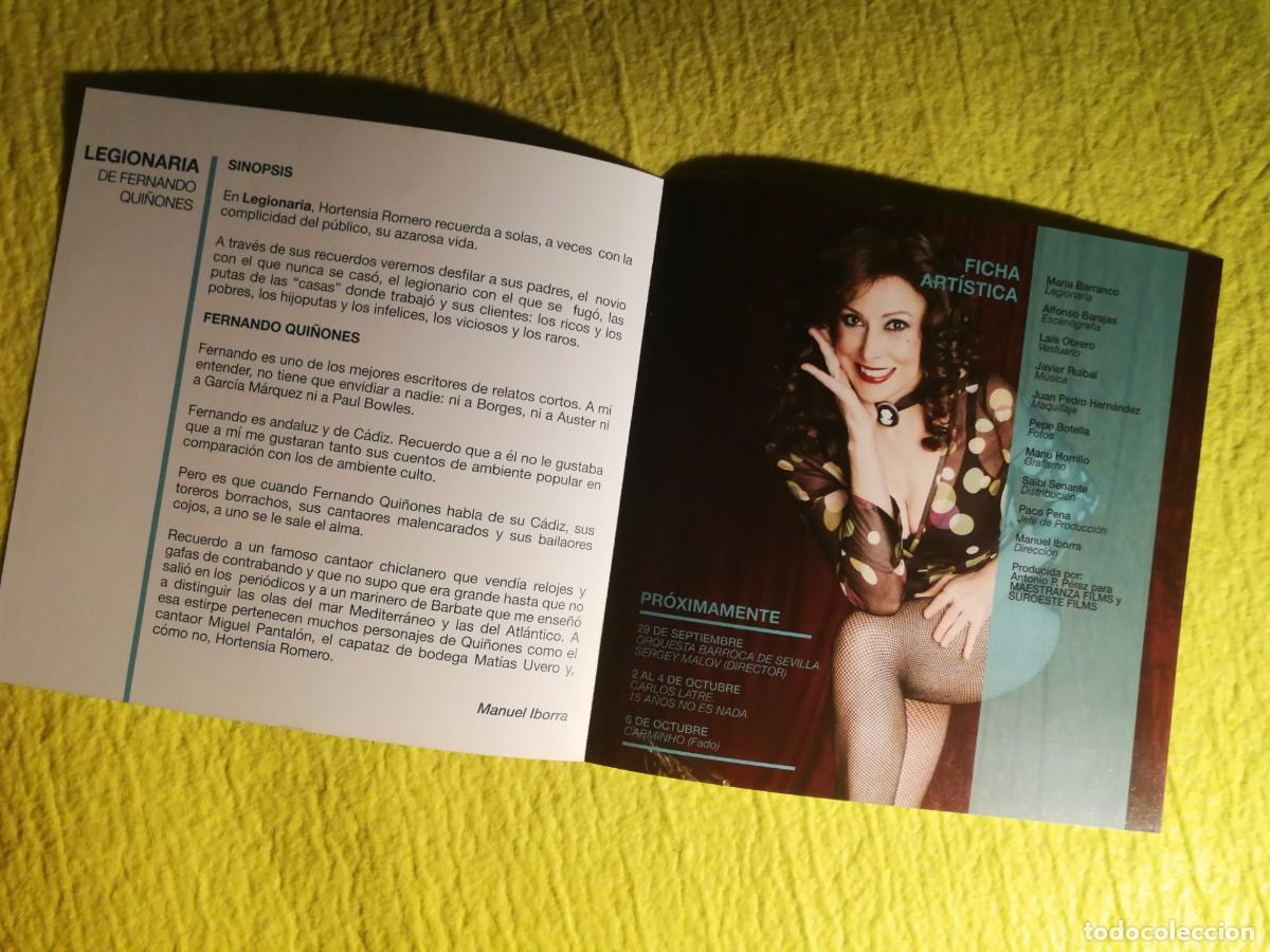 Coleccionismo: PROGRAMA DE TEATRO - LEGIONARIA - Mar&iacute;a Barranco - Foto 2
