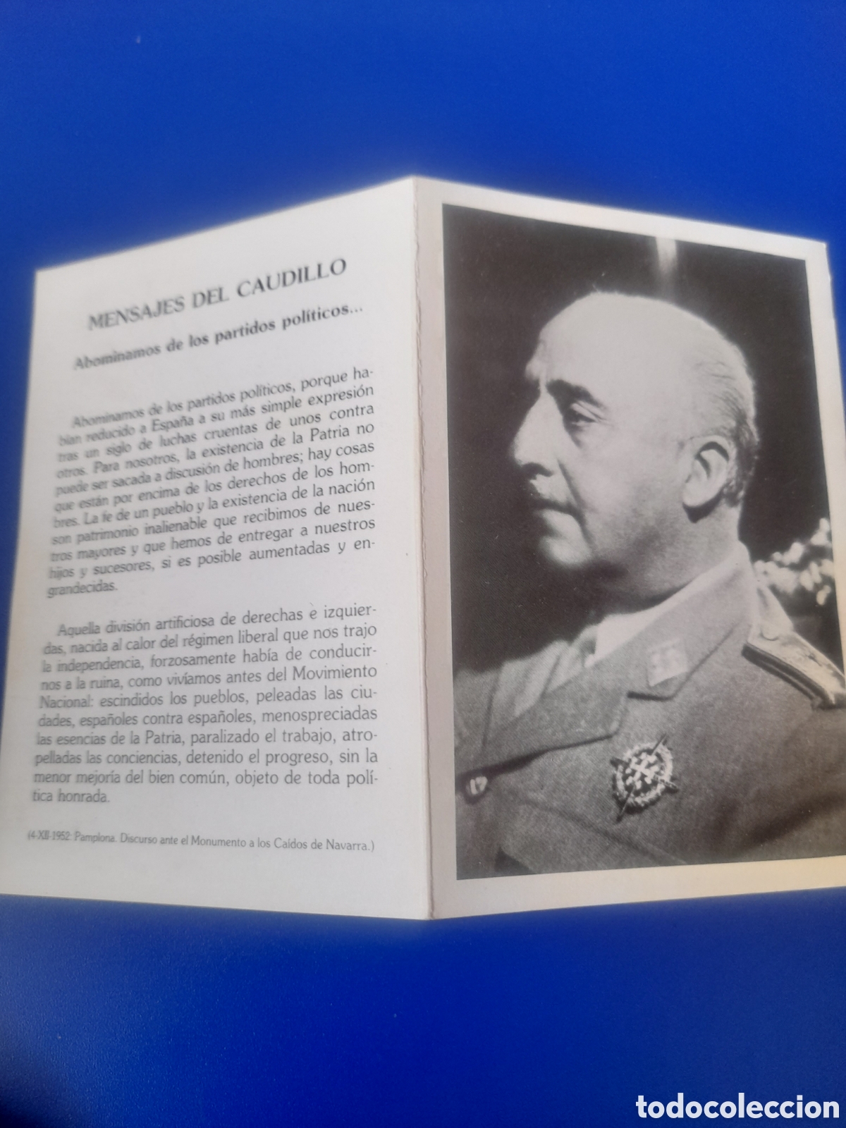 Collectionnisme: Recordatorio, XII Aniversario del fallecimiento de Francisco Franco 1987