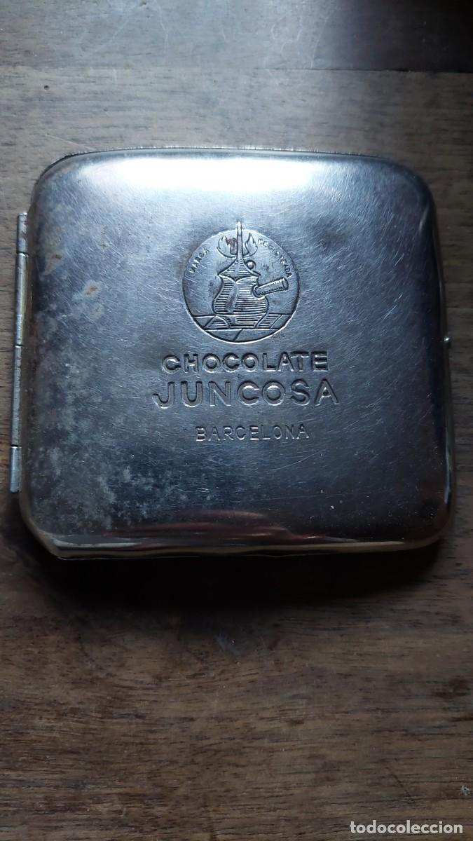 Coleccionismo: Antigua pitillera publicidad Chocolates Juncosa - Foto 1
