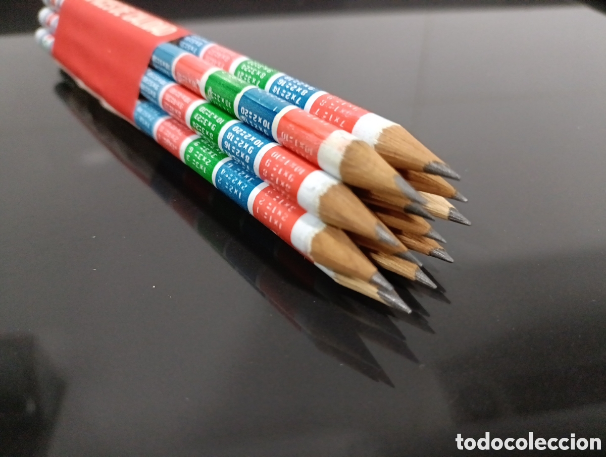 Coleccionismo: 12 l&aacute;pices Hispania grafito Tabla de multiplicar - Foto 2