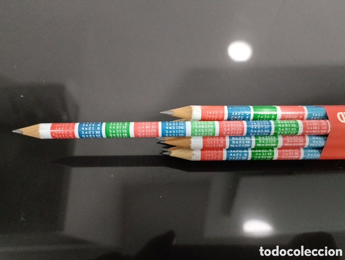 Coleccionismo: 12 l&aacute;pices Hispania grafito Tabla de multiplicar - Foto 4