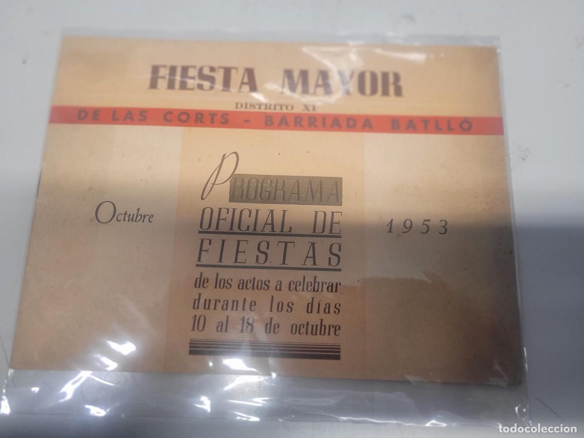 Coleccionismo: PROGRAMA FIESTA MAJOR DE LAS CORTS BARRIADA BATLLO 1953 - Foto 1
