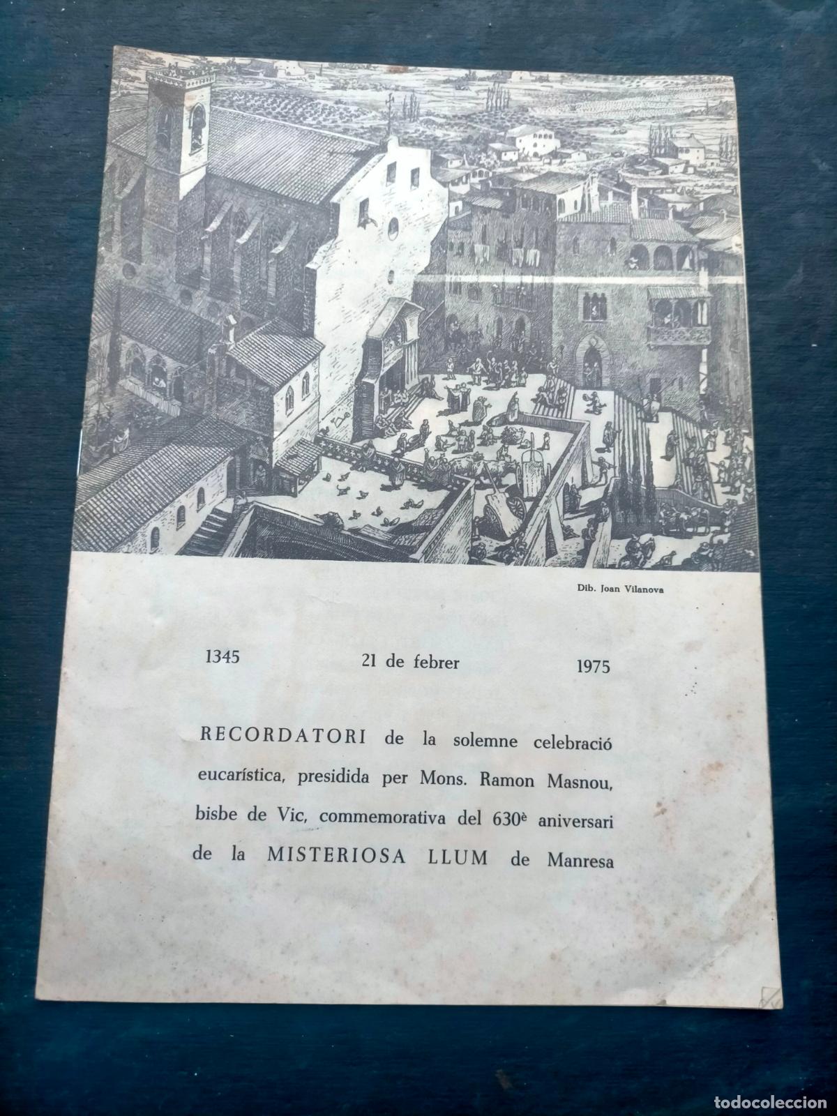 Collezionismo: 1975 Recordatori Ramon Masnou festa de la misteriosa llum de Manresa fiesta mayor luz