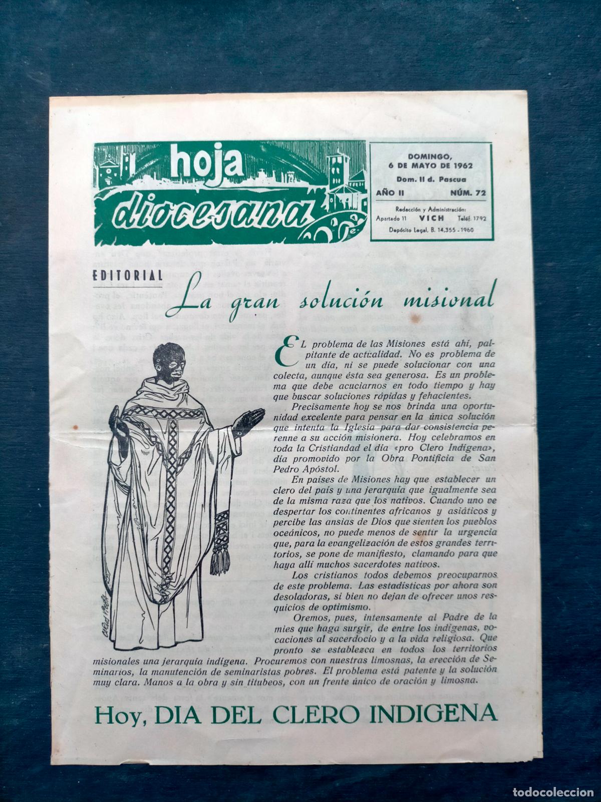 Colecionismo: Hoja diocesana 1962 72 Vich Santa Maria de la Seo basilica de Manresa dominica buen pastor monumento
