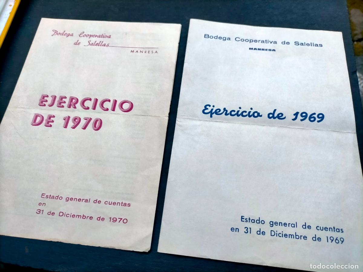 Collezionismo: Bodega cooperativa de Salellas ejercicio de 1969 y 1970 estado general de cuentas Manresa