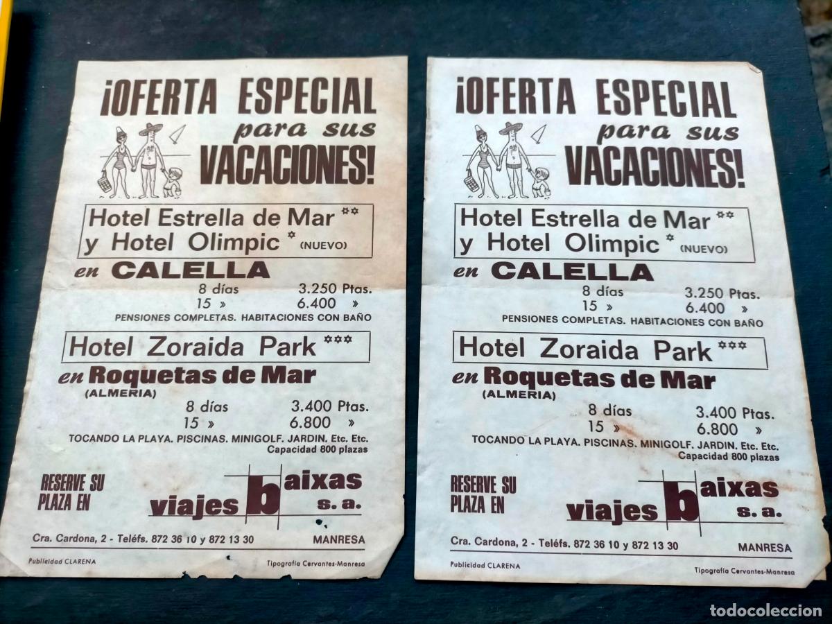 Colecionismo: Viajes baixas s.a. oferta vacaciones hotel estrella de mar olimpic Calella zoraida roquetas Manresa