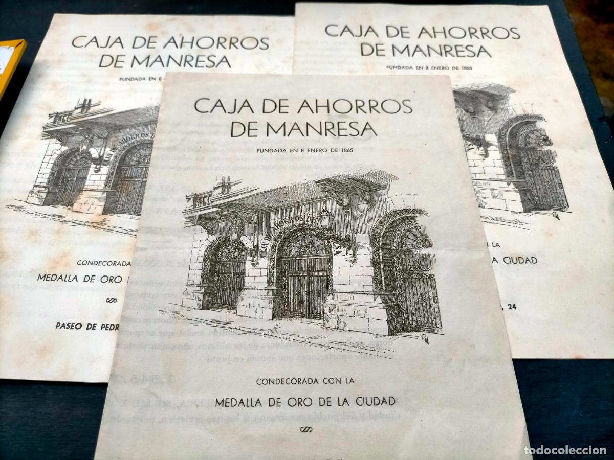 Colecionismo: Caja de ahorros de Manresa condecorada con la medalla de oro de la ciudad propaganda