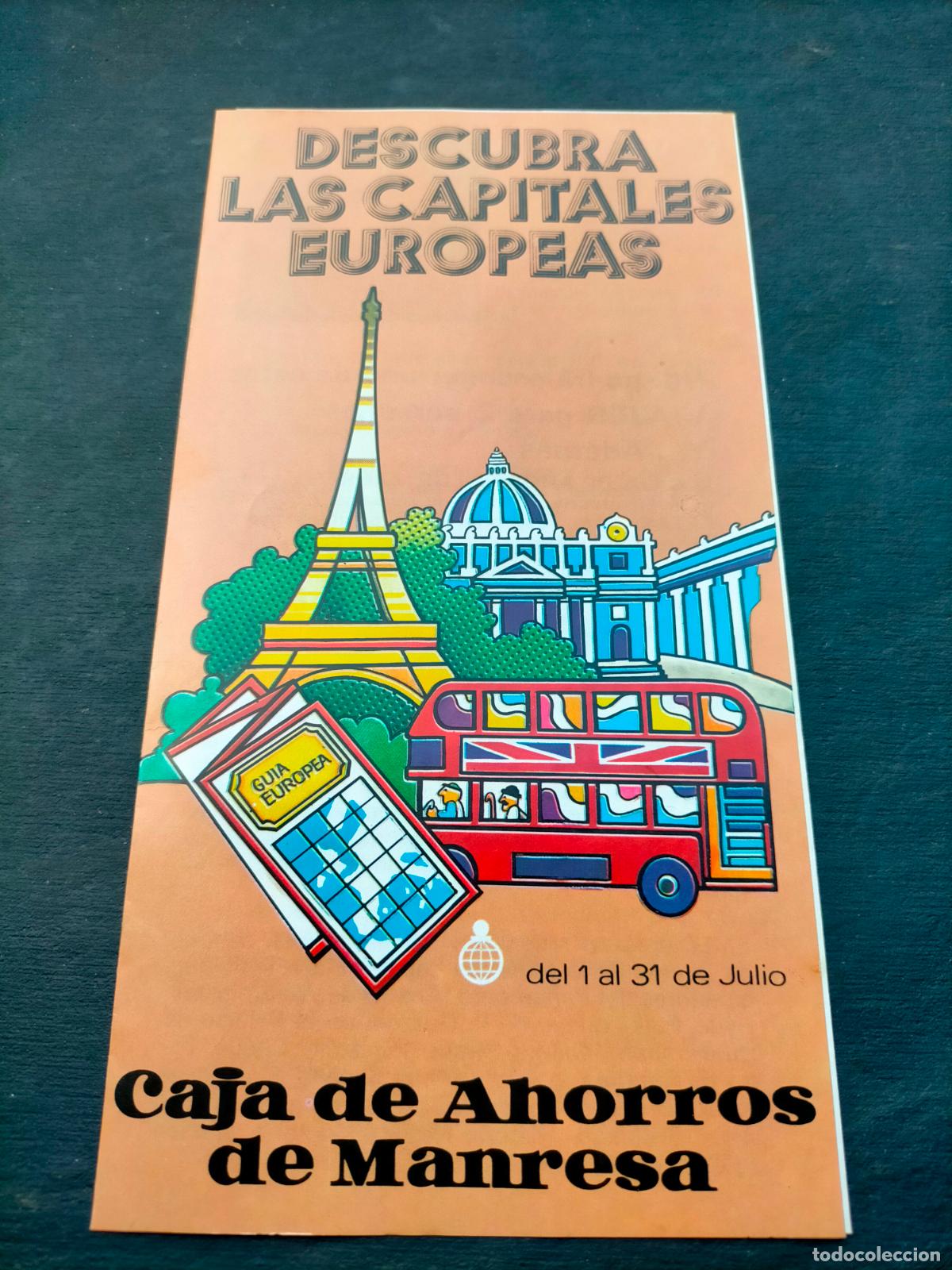 Coleccionismo: Caja de ahorros de Manresa propaganda descubra las capitales europeas sorteo viajes