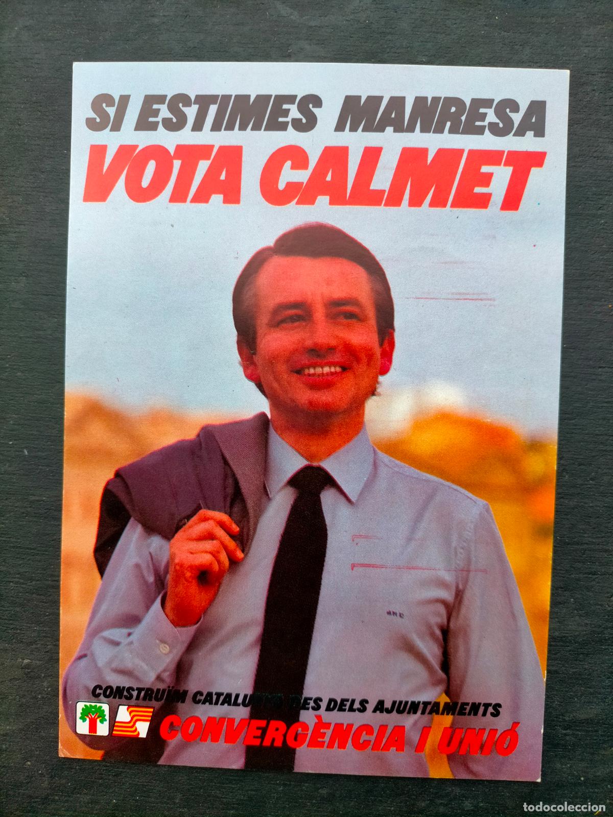 Colecionismo: Si estimes Manresa vota Calmet Converg&egrave;ncia i Uni&oacute; 1983 postal firmada signada