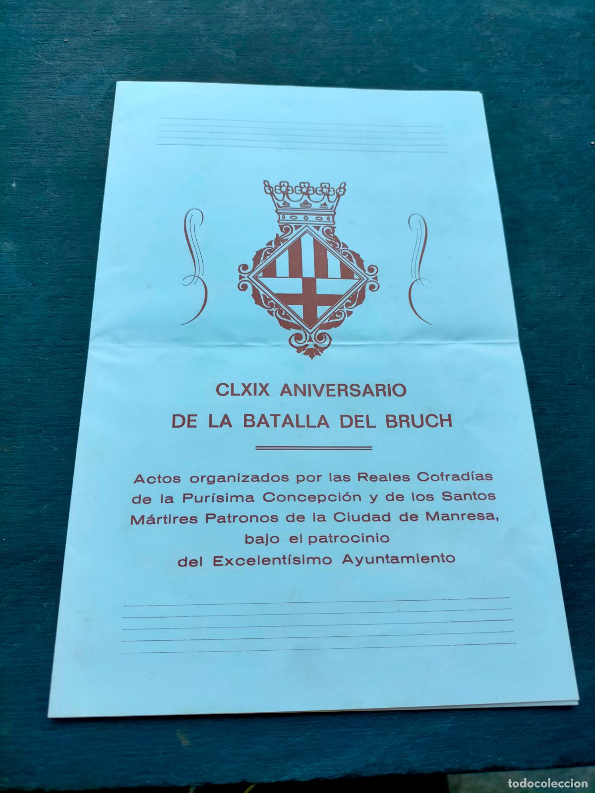 Coleccionismo: CLXIX aniversario de la batalla del bruch ciudad de Manresa actos programa 1977