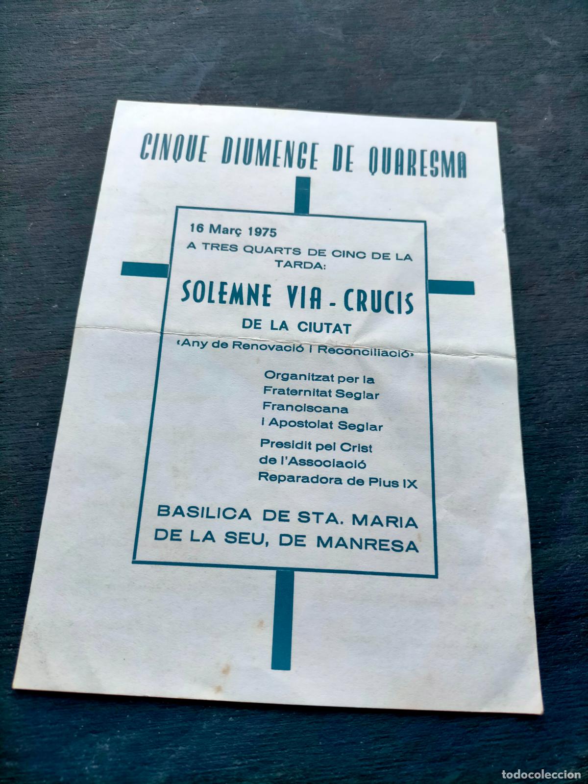 Coleccionismo: Cinque diumenge de Quaresma 16 Mar&ccedil; 1975 Solemne via-crucis ciutat Santa Maria de la Seu Manresa