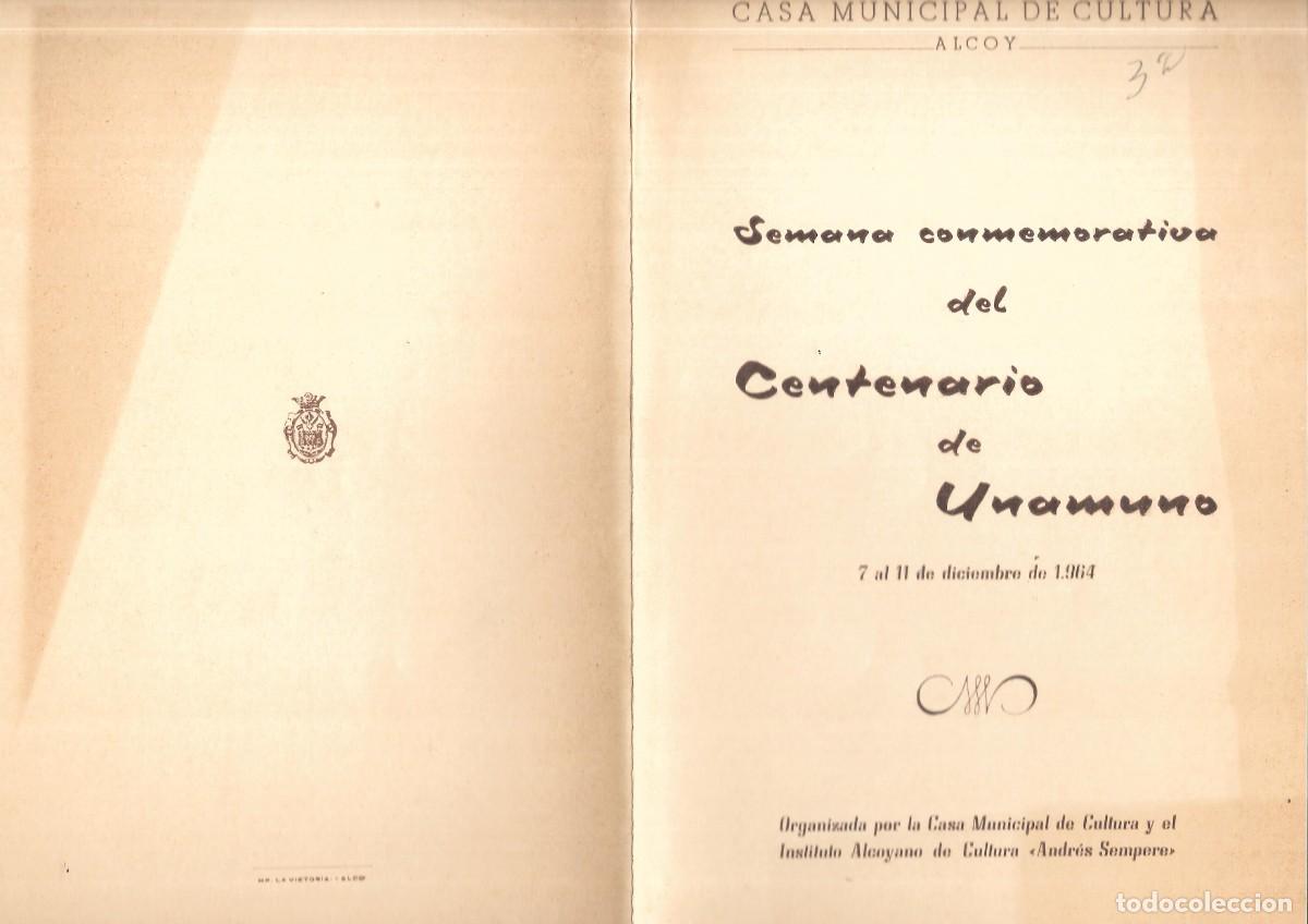 Coleccionismo: ALCOY. 1964. Homenaje a Miguel de Unamuno