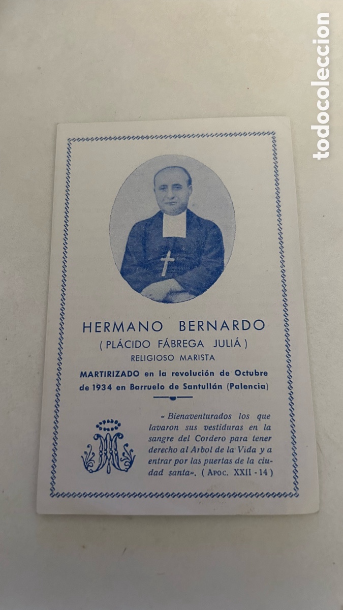 Coleccionismo: Recuerdo religioso martirio Hermano Bernardo