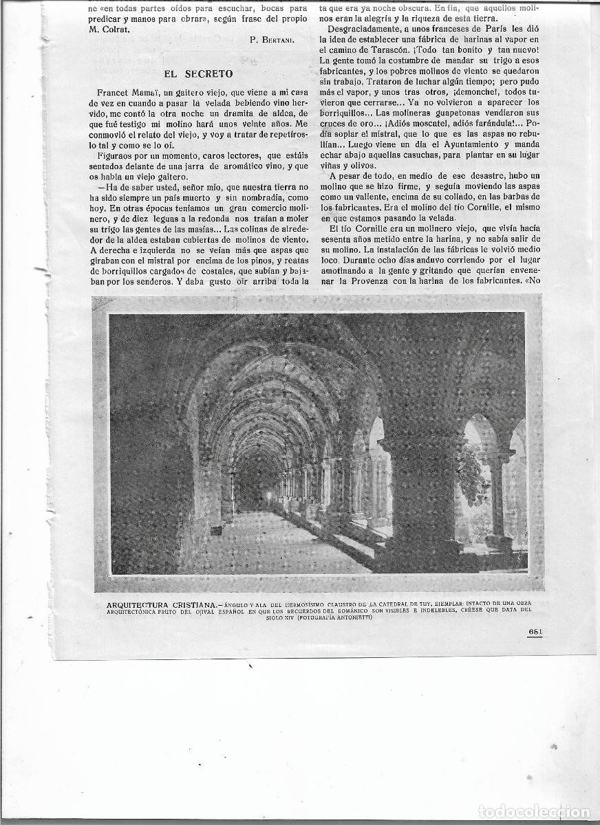 Collecting paper: A&Ntilde;O 1920 RECORTE PRENSA ARQUITECTURA CRISTIANA CLAUSTRO CATEDRAL DE TUY OJIVAL ESPA&Ntilde;OL