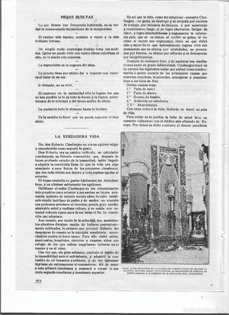 Collectionnisme: A&Ntilde;O 1920 RECORTE PRENS CADIZ ALTAR IGLESIA DEL CARMEN FUNCION ANUAL ASOCIACION SE&Ntilde;ORAS SANTA BARBARA