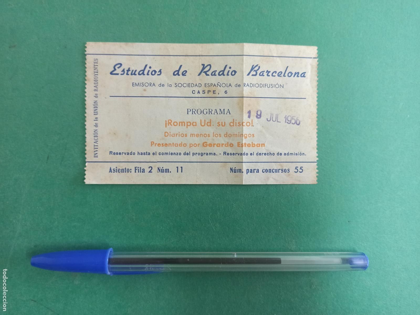Sammelleidenschaft Papier: Antigua invitaci&oacute;n a la Uni&oacute;n de Radioyentes, Estudios de Radio Barcelona. 1956. Gerardo Esteban.