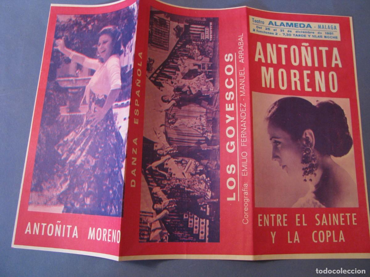 Coleccionismo: PROGRAMA DE ESPECTACULO. TEATRO ALAMEDA, MALAGA 1981. ANTO&Ntilde;ITA MORENO ENTRE EL SAINETE Y LA COPLA.