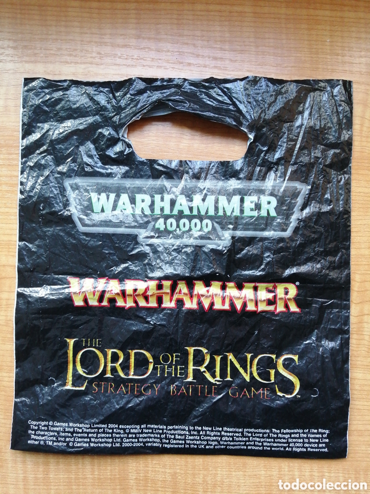 Coleccionismo: Bolsa de pl&aacute;stico de Games workshop con publicidad de Warhammer 40000 y Lord of the Rings. 2004