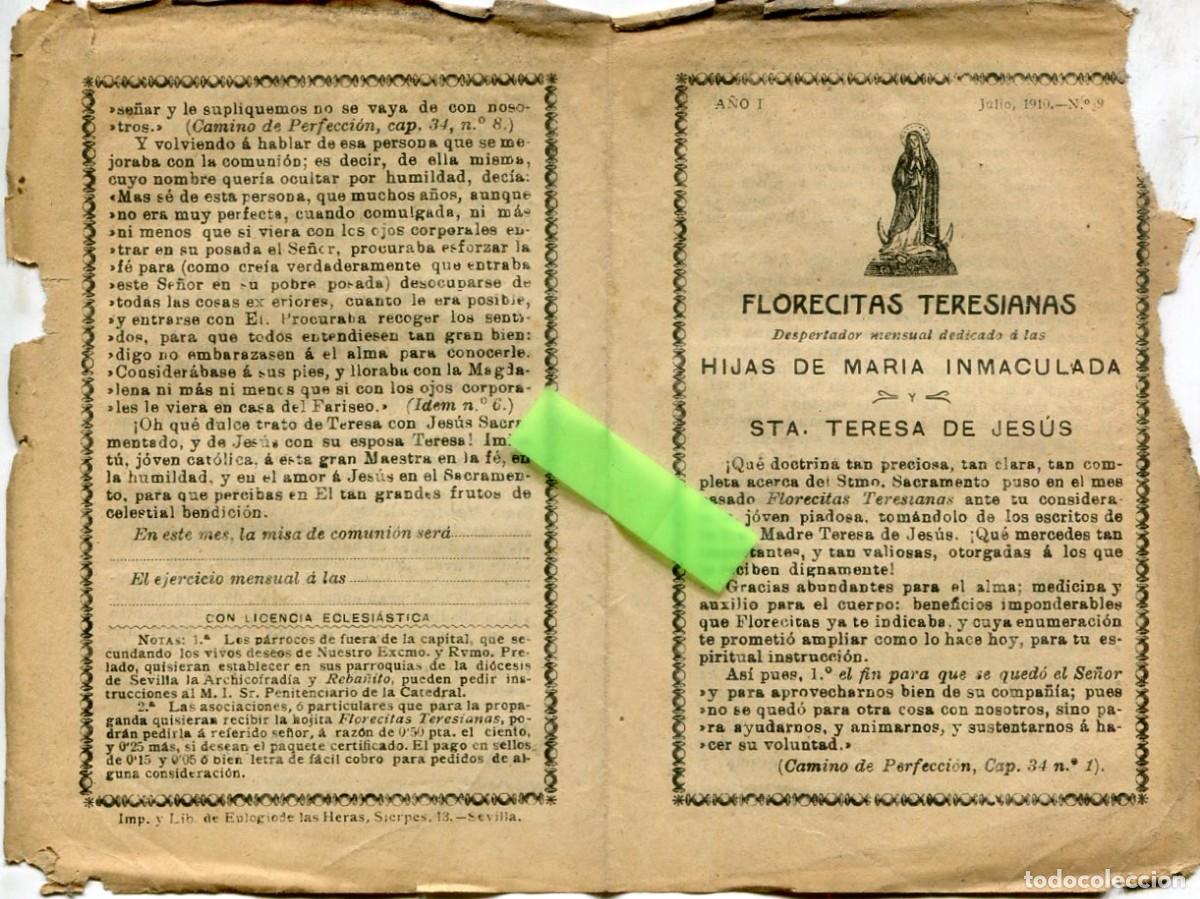 Coleccionismo: FLORECITAS TERESIANAS SANTA TERESA DE JESUS SEVILLA