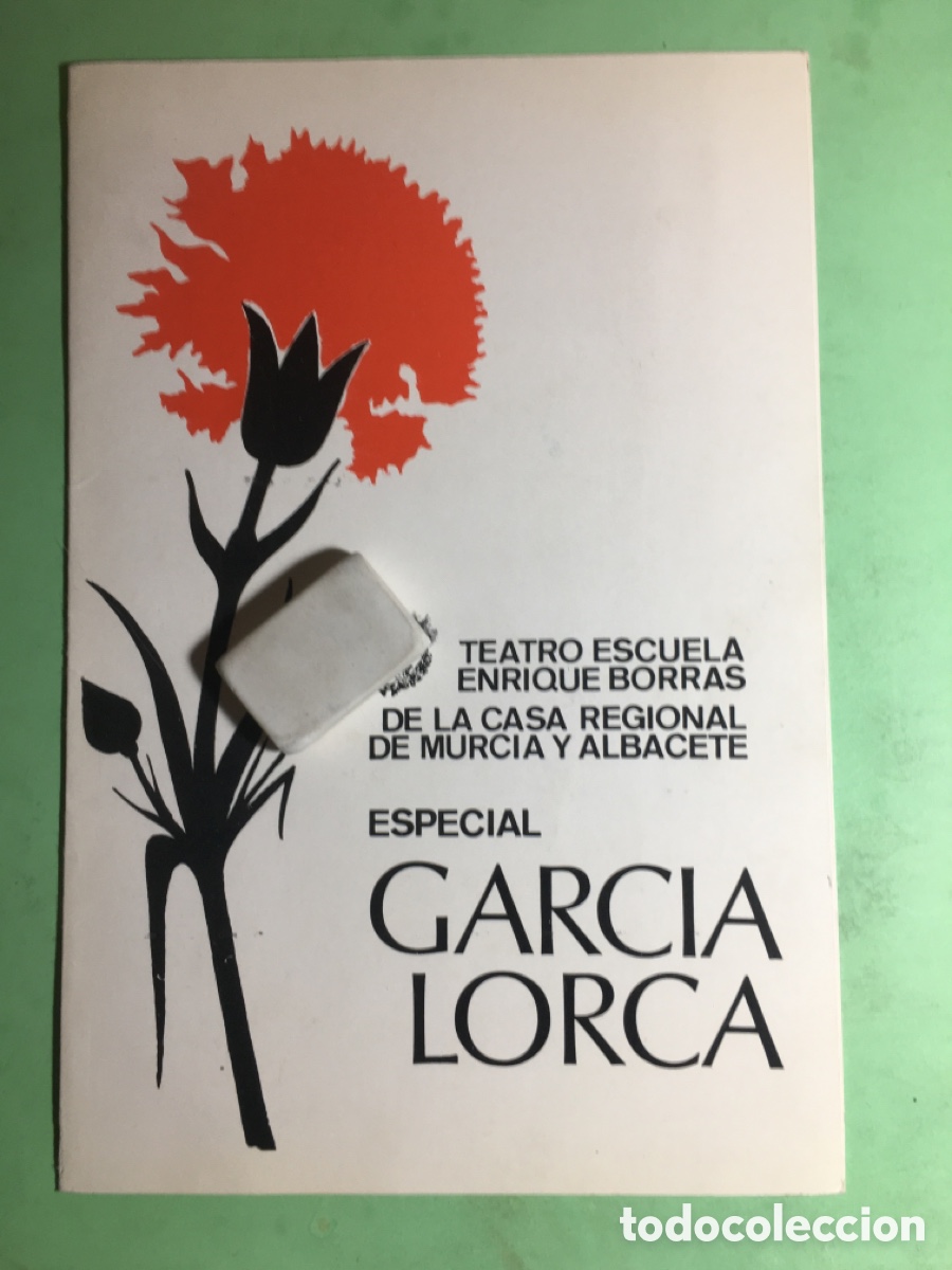 Coleccionismo: TEATRO ESCUELA ENRIQUE BORRAS DE LA CASA REGIONAL DE MURCIA Y ALBACETE ESPECIAL GARC&Iacute;A LORCA