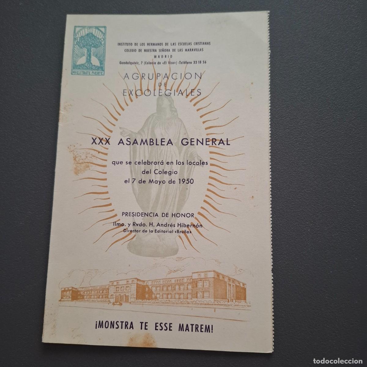 Coleccionismo: XXX Asamblea General Colegio Nuestra Se&ntilde;ora de las Maravillas - 1950