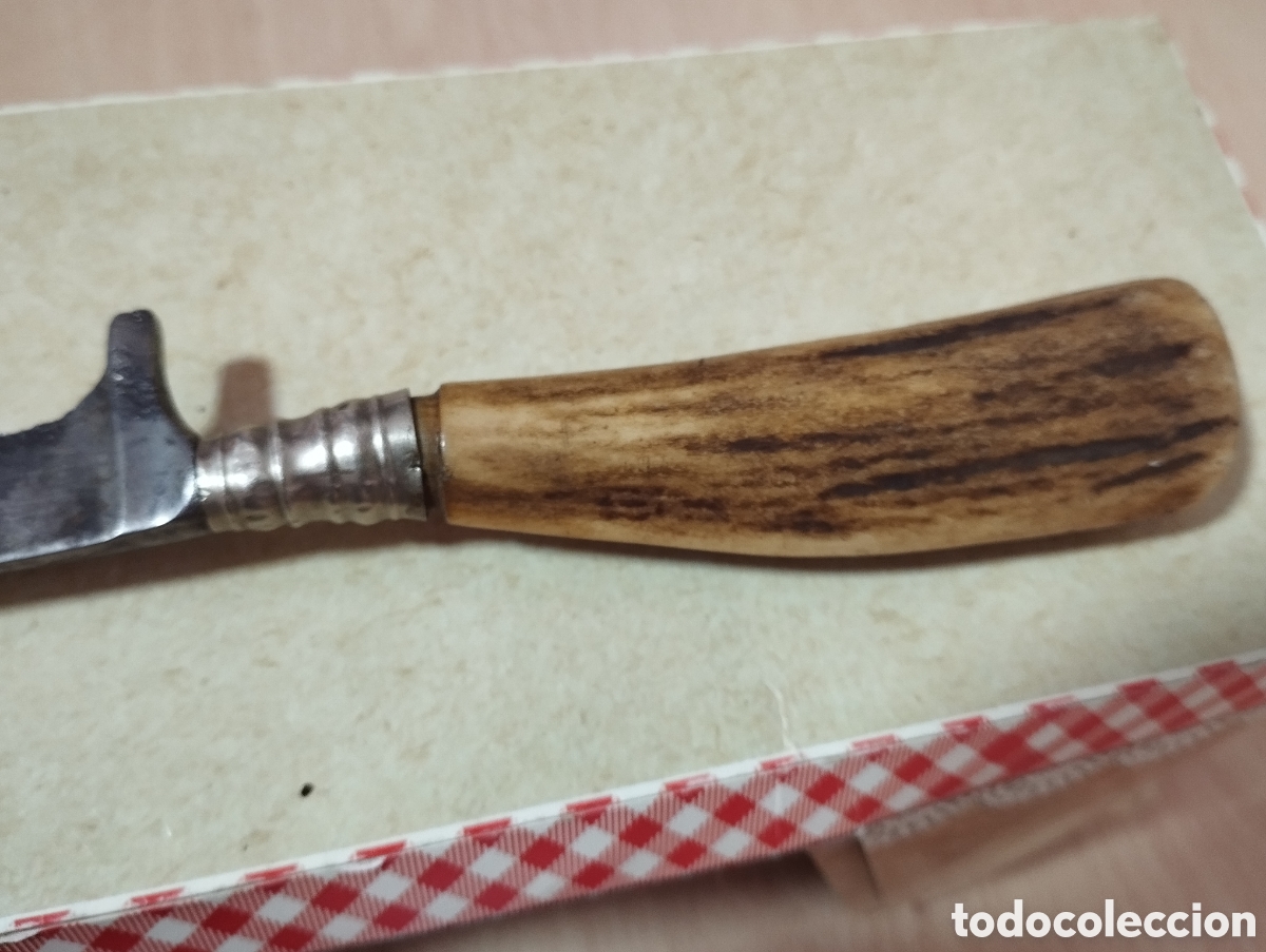 Coleccionismo: ANTIGUO CUCHILLO MANGO DE ASTA/ CON FUNDA CUERO - Foto 4