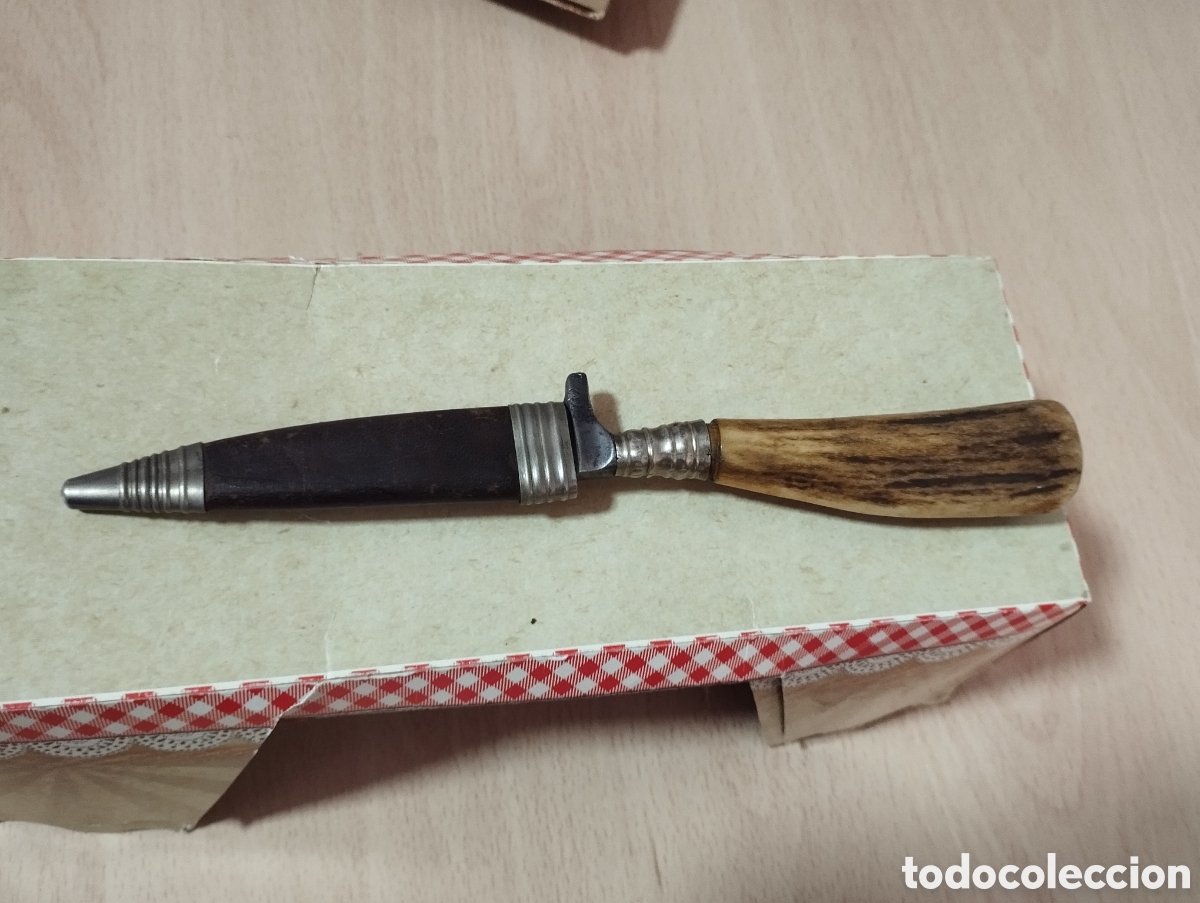Coleccionismo: ANTIGUO CUCHILLO MANGO DE ASTA/ CON FUNDA CUERO - Foto 5