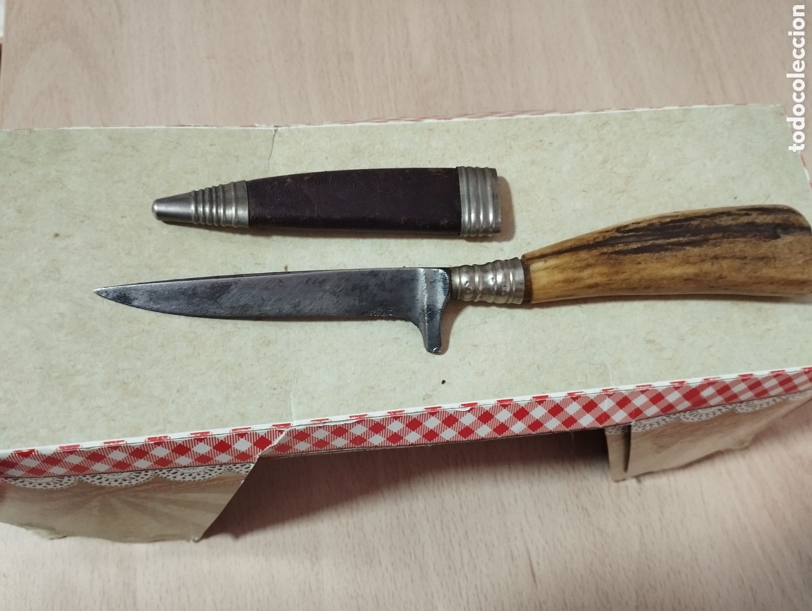 Coleccionismo: ANTIGUO CUCHILLO MANGO DE ASTA/ CON FUNDA CUERO - Foto 1