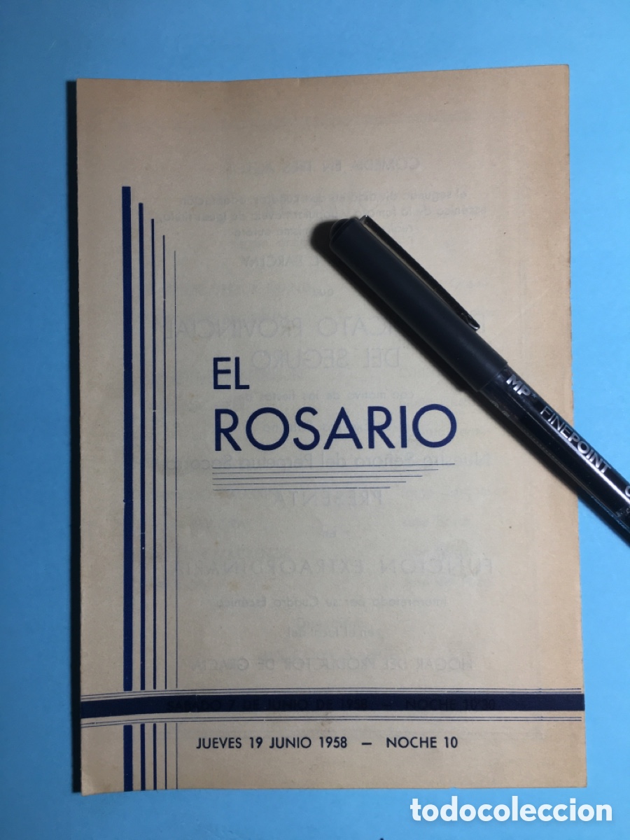 Coleccionismo: 1958 HOGAR DEL PRODUCTOR GRACIA BCN PUBLICIDAD COMEDIA &lsquo;EL ROSARIO&rsquo; DE FLORENCIA L . BARCLAY