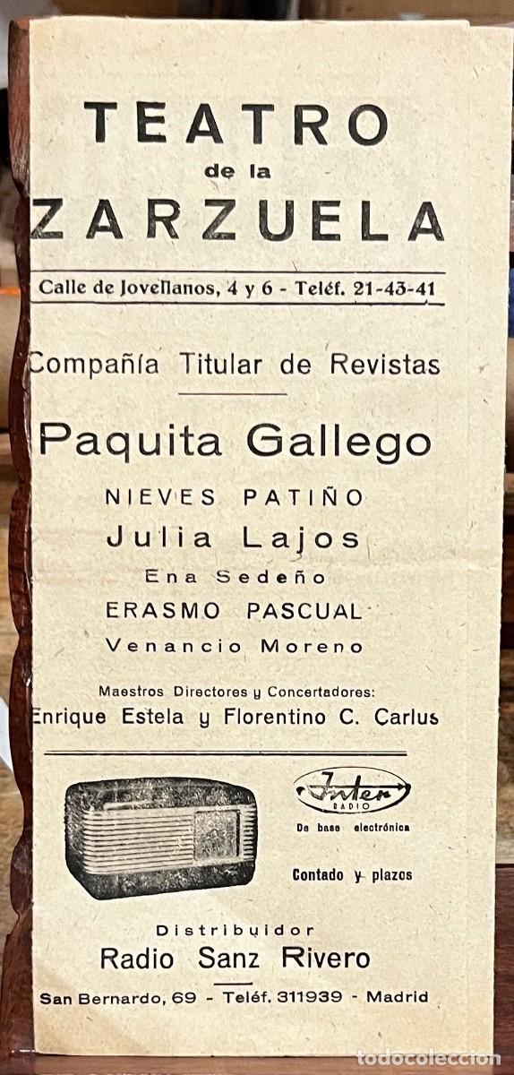 Coleccionismo: Teatro de la Zarzuela. Programa de mano y entrada &rdquo;Las alegres cazadoras&rdquo;