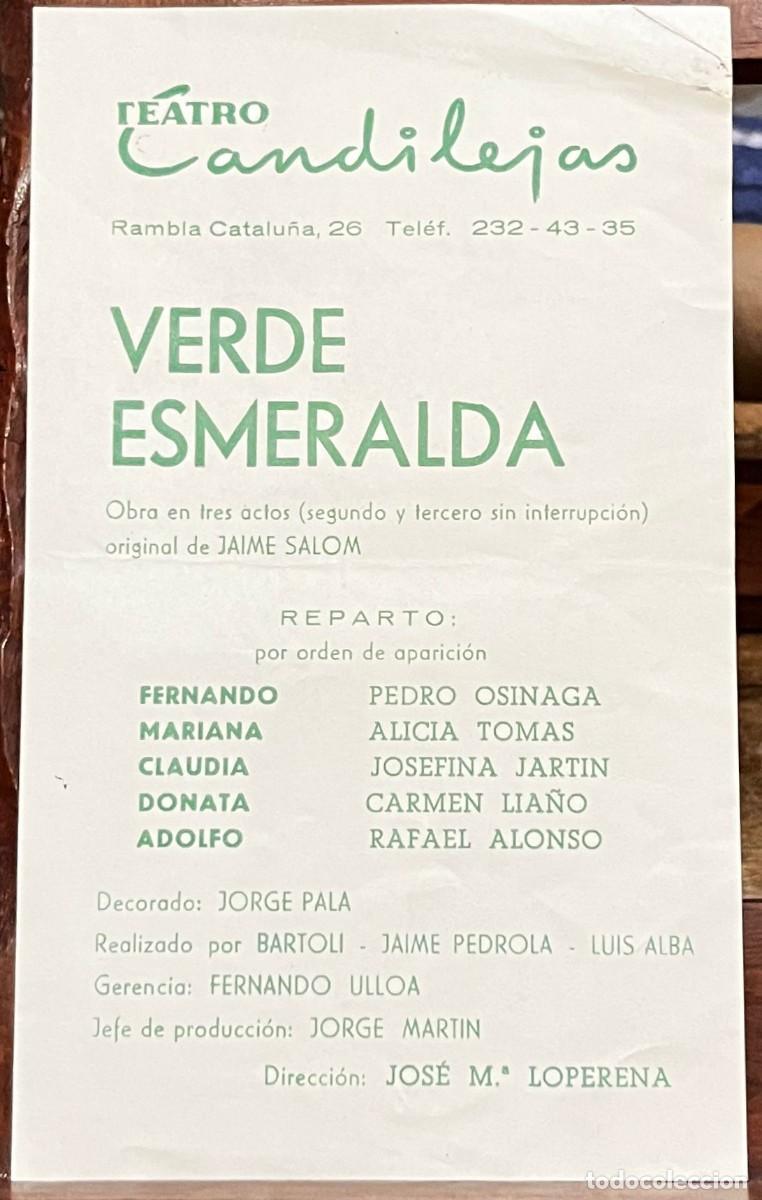 Coleccionismo: Teatro Candilejas. Programa de mano &rdquo;Verde esmeralda&rdquo; de J. Salom