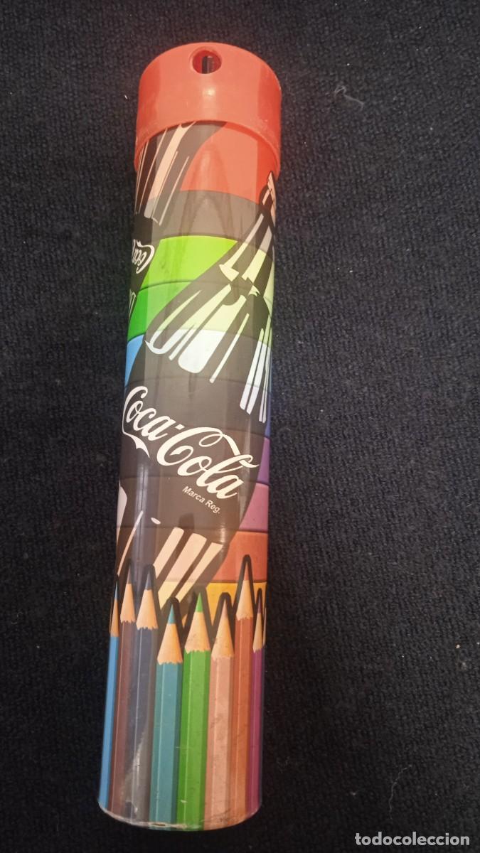 Coleccionismo: Estuche sacapuntas met&aacute;lico promocional Coca-cola.