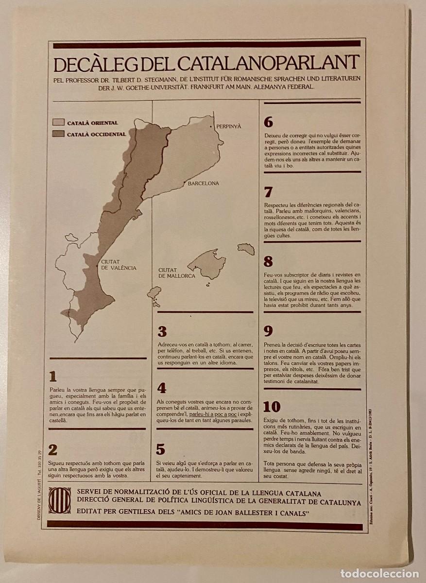 Collecting paper: DEC&Agrave;LEG DEL CATALANOPARLANT - DEC&Aacute;LOGO DEL CASTELLANOPARLANTE QUE VIVE Y TRABAJA EN CATALU&Ntilde;A - 1983