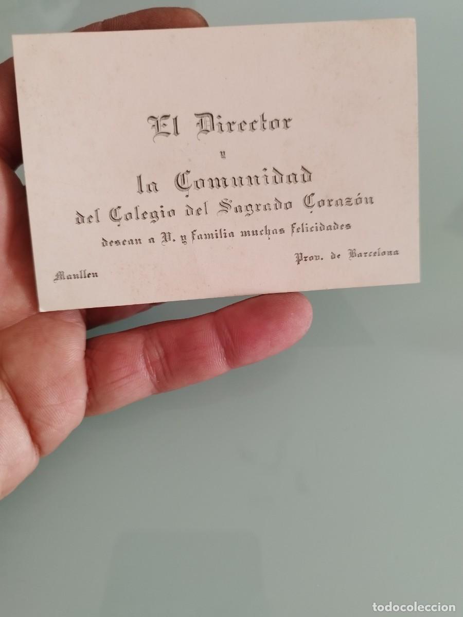 Coleccionismo: Antigua tarjeta de visita, El Director la Comunidad del Colegio del Sagrado Coraz&oacute;n. Manlleu.