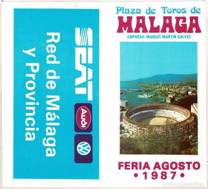 Coleccionismo: Folleto Plaza de Toros de M&aacute;laga. Feria Agosto 1987. Publicidad Seat