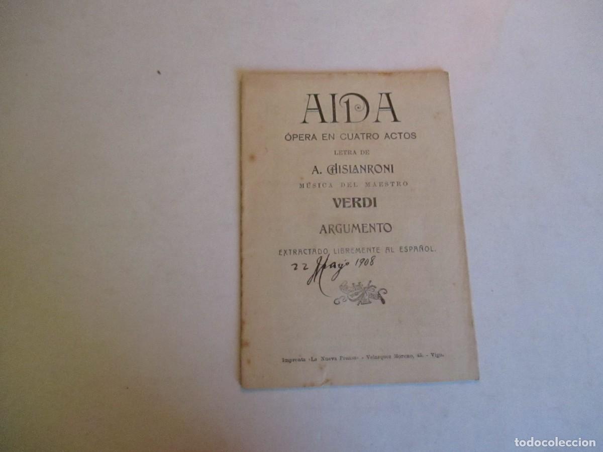 Coleccionismo: VERDI AIDA (Extractado libremente al espa&ntilde;ol) ( programa &oacute;pera) W33178 - Foto 1