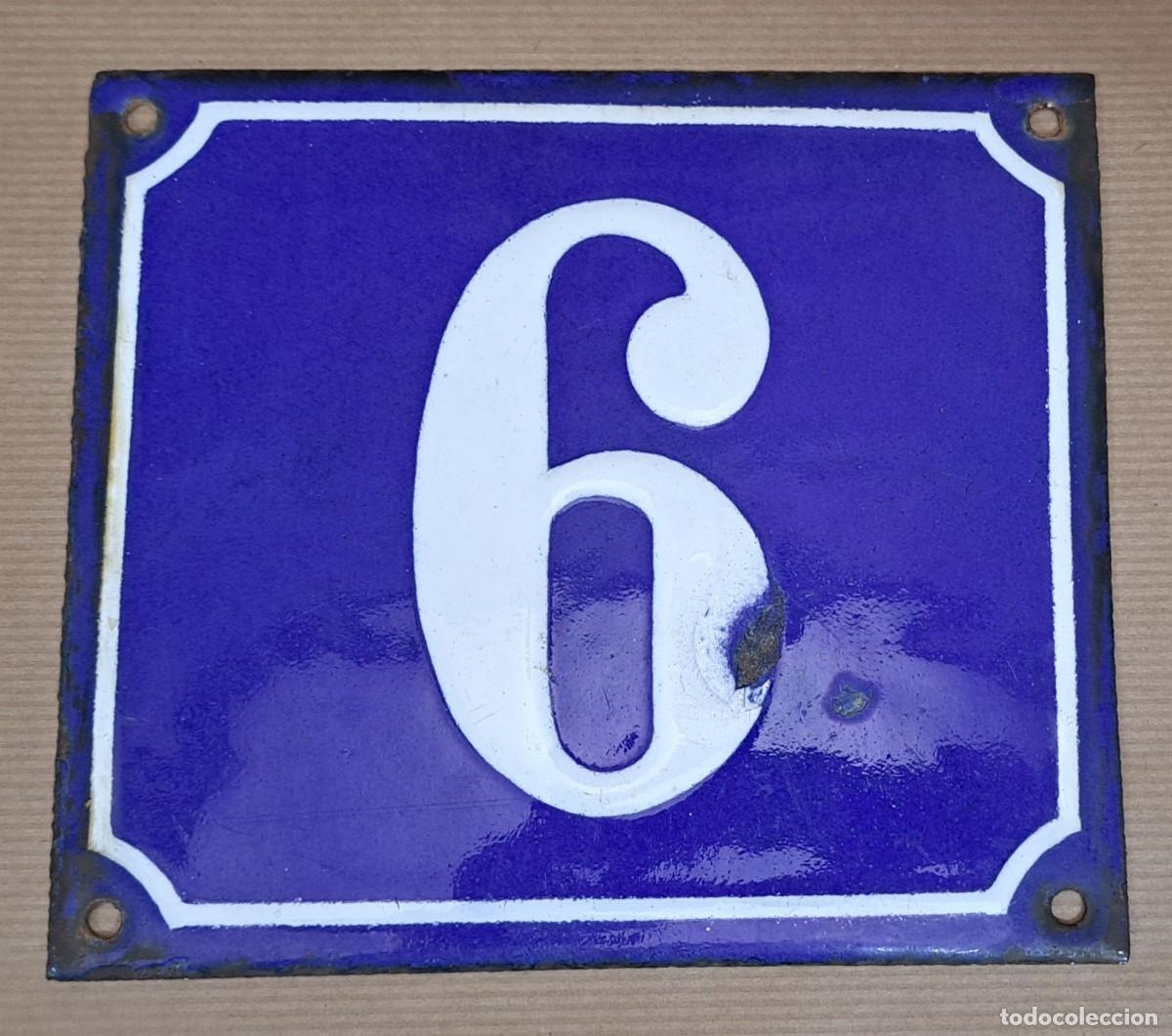 Coleccionismo: Placa de metal esmaltado, numero puerta - Foto 1