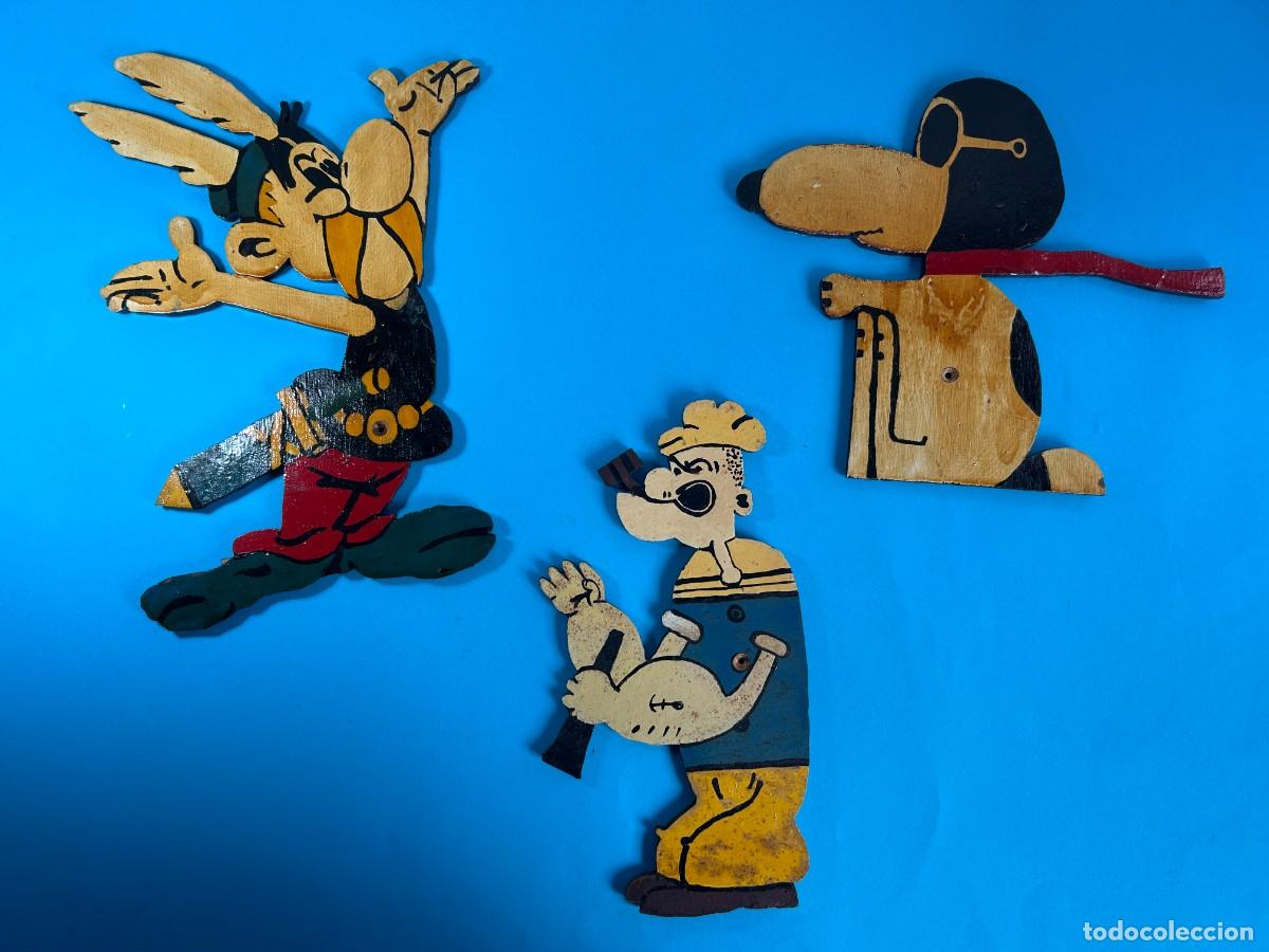 Coleccionismo: LOTE FIGURAS DE MADERA DE ASTERIX POPEYE Y SNOOPY - Foto 1