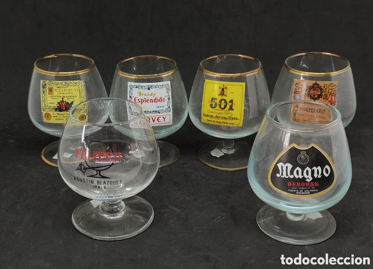 Collecting: 6 Copas de co&ntilde;ac - Marcas de brandys, vintage - car230