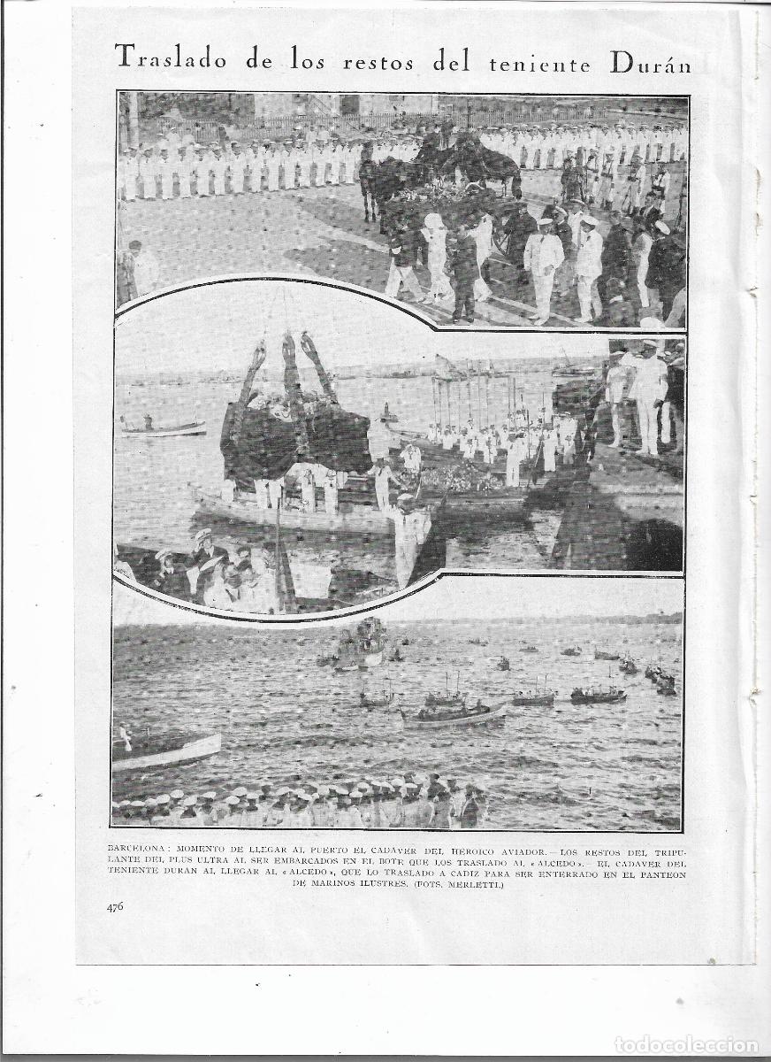 Collecting paper: A&Ntilde;O 1926 RECORTE PRENSA BARCELONA TRASLADO RESTOS TENIENTE DURAN AVIACION PLUS ULTRA BOTE ALCEDO