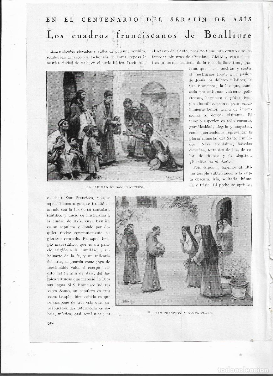 Coleccionismo: A&Ntilde;O 1926 RECORTE PRENSA PINTURA CUADROS FRANCISCANOS DEL PINTOR BENLLIURE