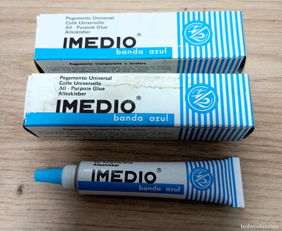 Coleccionismo: LOTE 2 TUBOS MEDIANOS (N&ordm; 2) PEGAMENTO IMEDIO BANDA AZUL. NUEVOS.