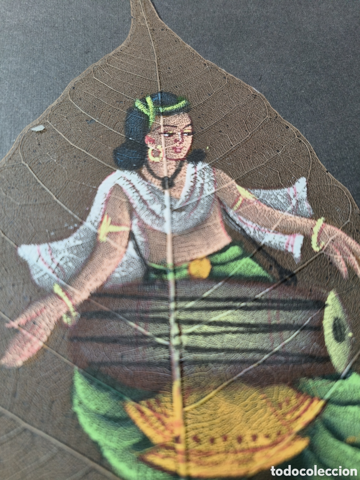 Coleccionismo: Hoja pintada. Arte hind&uacute; - Foto 3