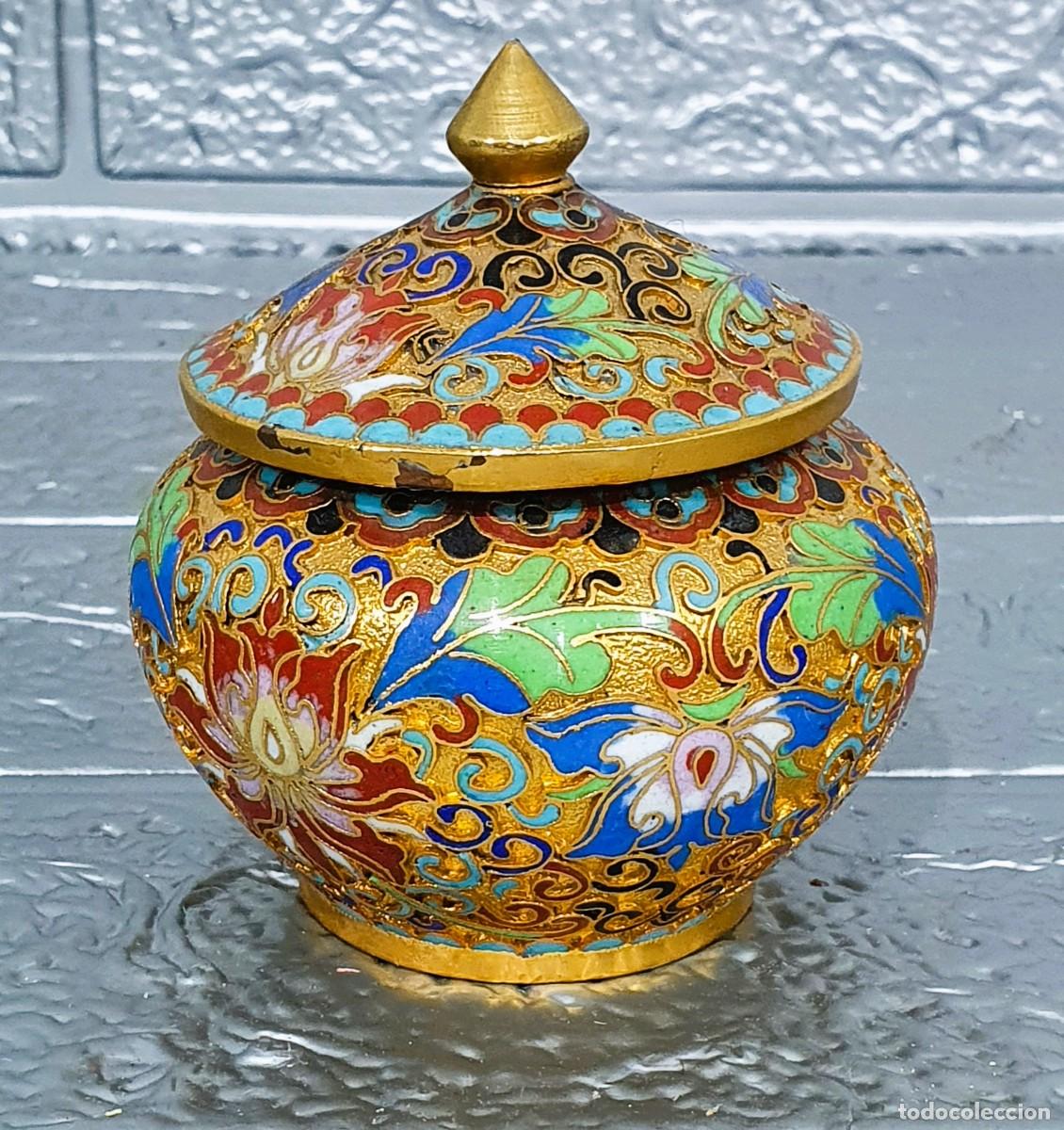 Coleccionismo: Jarron de metal cloisonne - Foto 1