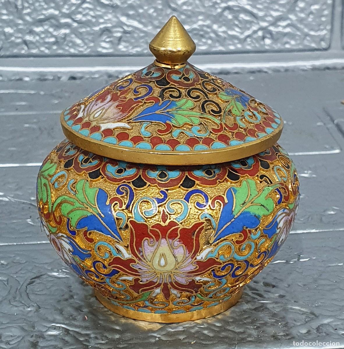 Coleccionismo: Jarron de metal cloisonne - Foto 2