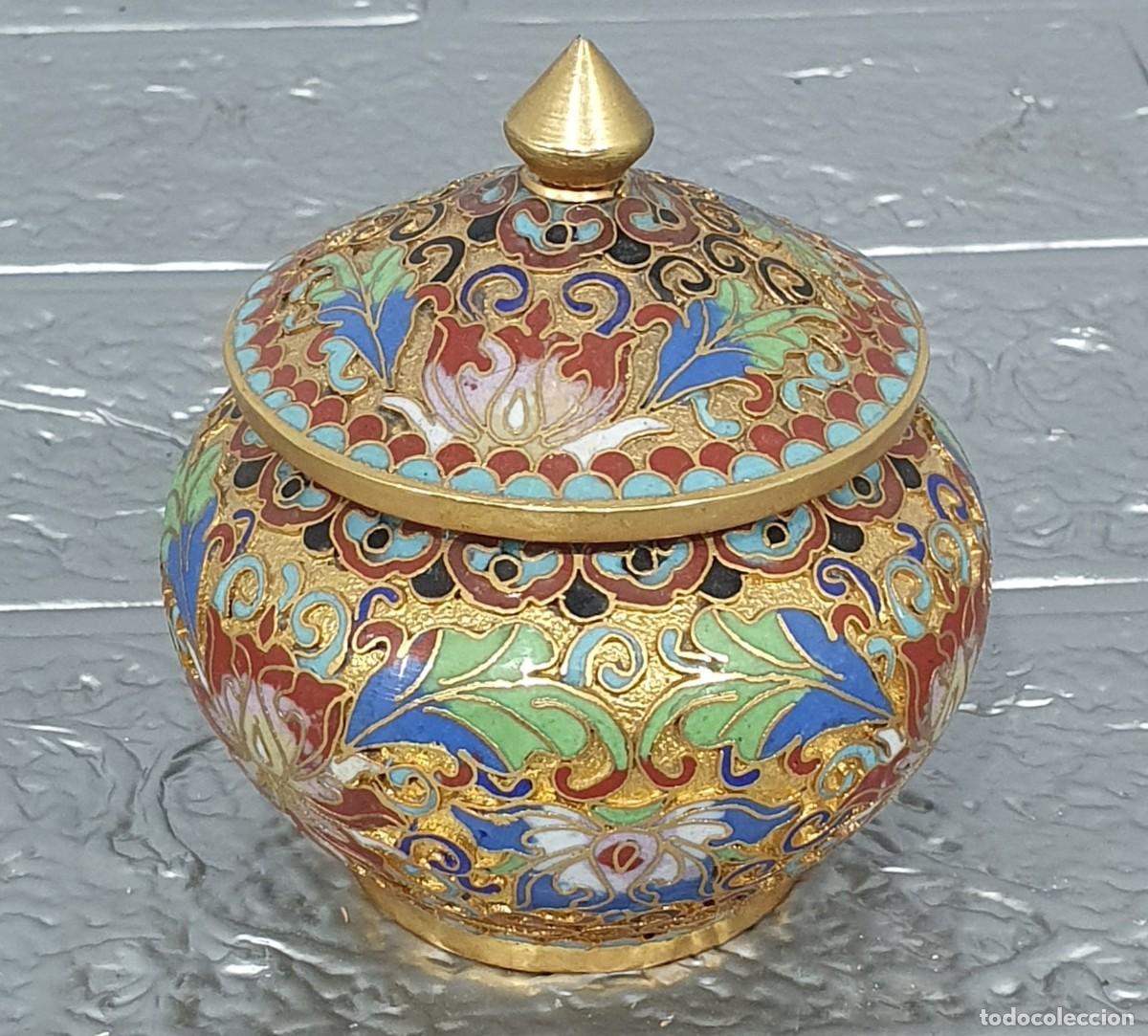 Coleccionismo: Jarron de metal cloisonne - Foto 3