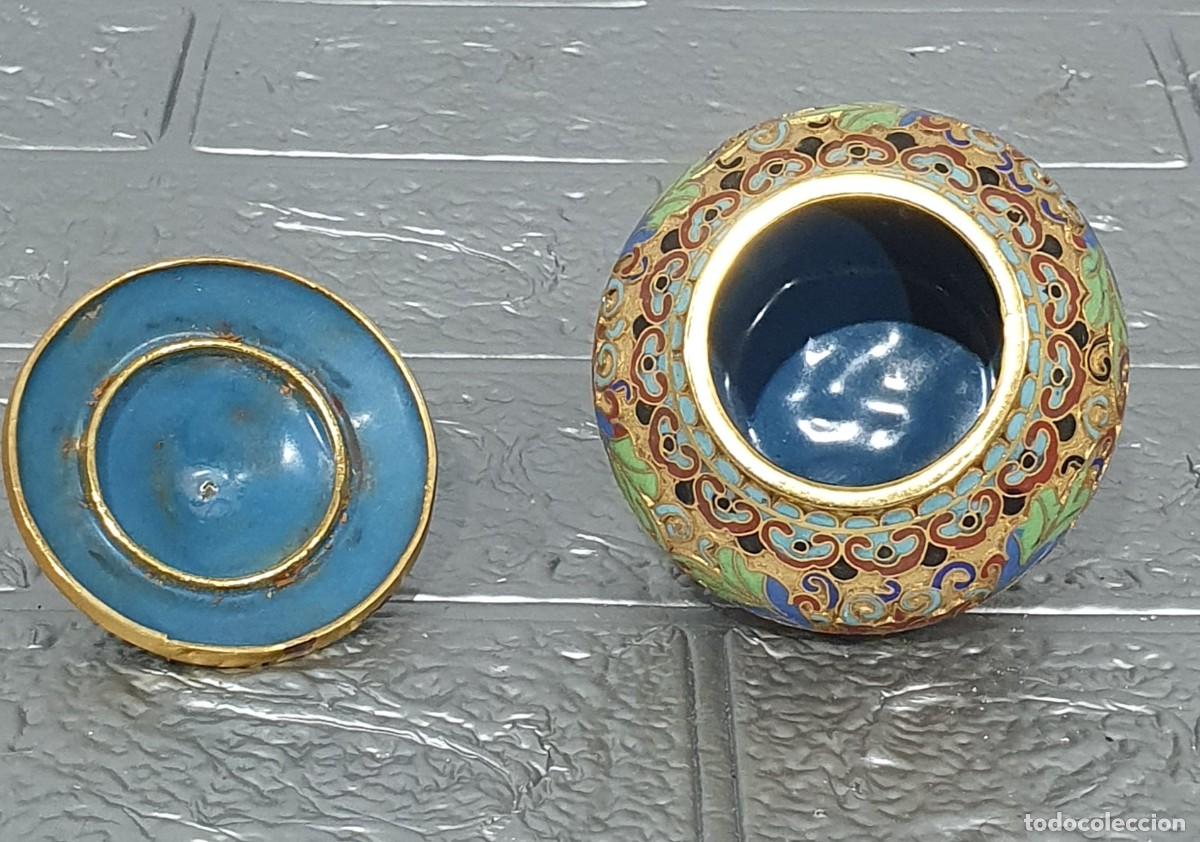 Coleccionismo: Jarron de metal cloisonne - Foto 4